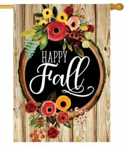 Fall Floral Wreath House Flag
