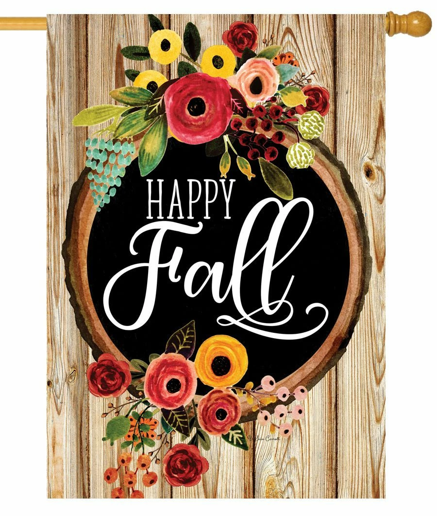 Fall Floral Wreath House Flag 3 Fall Floral Wreath House Flag