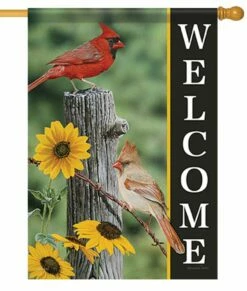 Fence Post Cardinal Couple House Flag