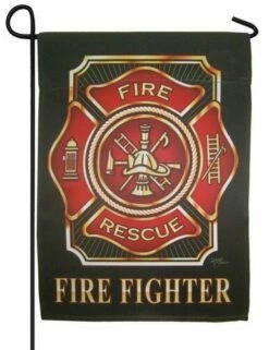 Firefighter Maltese Cross Sublimated Garden Flag