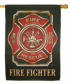 Firefighter Maltese Cross Sublimated House Flag