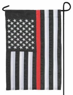 Firefighter Thin Red Line Black And White American Applique Garden Flag