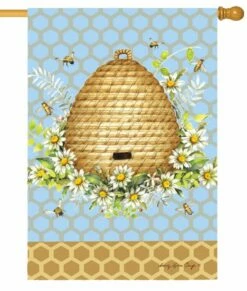 Floral Bee Hive Suede Reflections House Flag