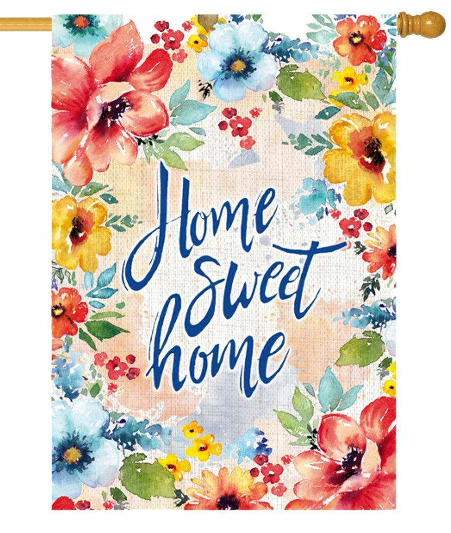 Floral Home Sweet Home Suede Reflections House Flag 3 Floral Home Sweet Home Suede Reflections House Flag