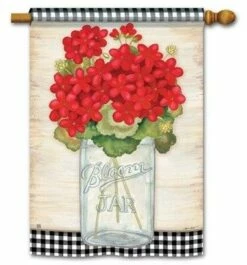 Geranium Jar And Plaid House Flag