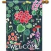 Geranium Welcome House Flag -Flag Sales 2024 geranium welcome house flag