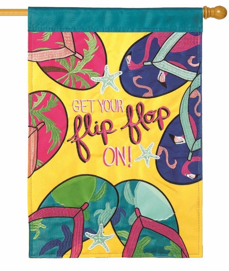 Get Your Flop On Double Applique House Flag 5 Get Your Flop On Double Applique House Flag - Image 3