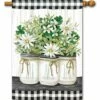 Gingham Farmhouse Daisies House Flag -Flag Sales 2024 gingham farmhouse daisies house flag