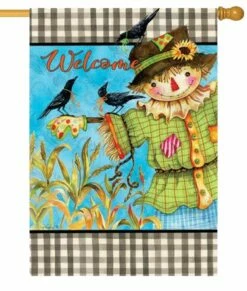 Gingham Scarecrow House Flag