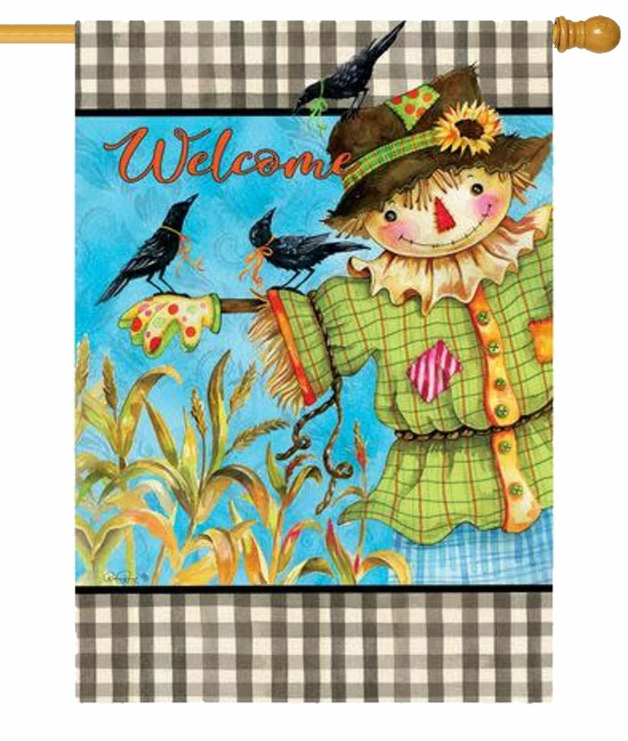 Gingham Scarecrow House Flag 3 Gingham Scarecrow House Flag