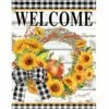 Gingham Sunflower Wreath House Flag -Flag Sales 2024 gingham sunflower wreath house flag