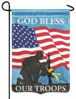 God Bless Our Troops Double Applique Garden Flag -Flag Sales 2024 god bless our troops double applique garden flag