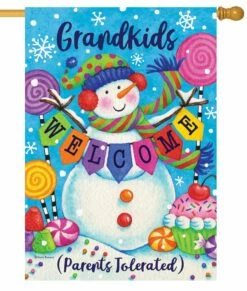 Grandkids Snowman House Flag