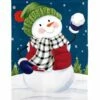 Green Cap Snowman Applique House Flag -Flag Sales 2024 green cap snowman applique house flag