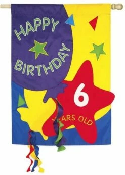 Happy Birthday Count The Years Applique House Flag