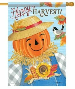 Happy Harvest Scarecrow House Flag