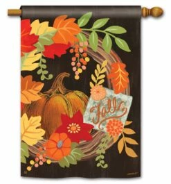 Harvest Grapevine Wreath House Flag