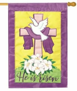 He Is Risen Double Applique House Flag