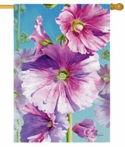 Hollyhocks Suede Reflections House Flag