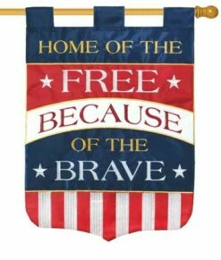 Home Of The Free Double Applique House Flag