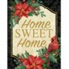 Home Sweet Home Poinsettia Cardinal House Flag