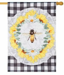 Honey Bee Flowers Suede Reflections House Flag