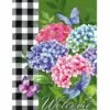 Hydrangea Checks Suede Reflections House Flag -Flag Sales 2024 hydrangea checks suede reflections house flag