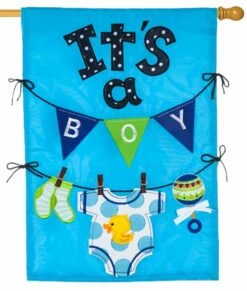 It’s A Boy Applique House Flag