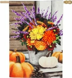 Linen Beautiful Fall Bouquet House Flag
