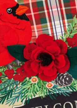 Linen Birdhouse In Plaid Decorative Garden Flag