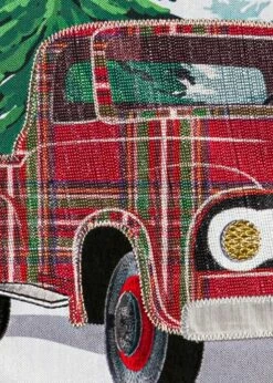 Linen Christmas Plaid Truck Decorative House Flag -Flag Sales 2024 linen christmas plaid truck decorative house flag detail 2