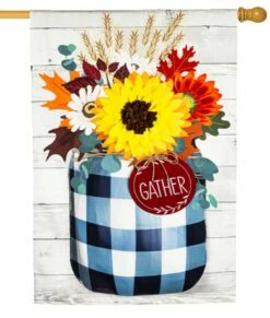 Linen Fall Check Mason Jar Decorative House Flag