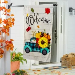 Linen Fall Plaid Truck Decorative House Flag -Flag Sales 2024 linen fall plaid truck decorative house flag live