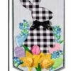 Linen Gingham Easter Bunny Applique Garden Banner