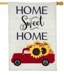 Linen Harvest Red Truck Decorative House Flag