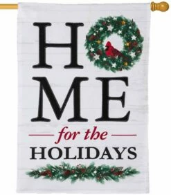 Linen Home For The Holidays House Flag