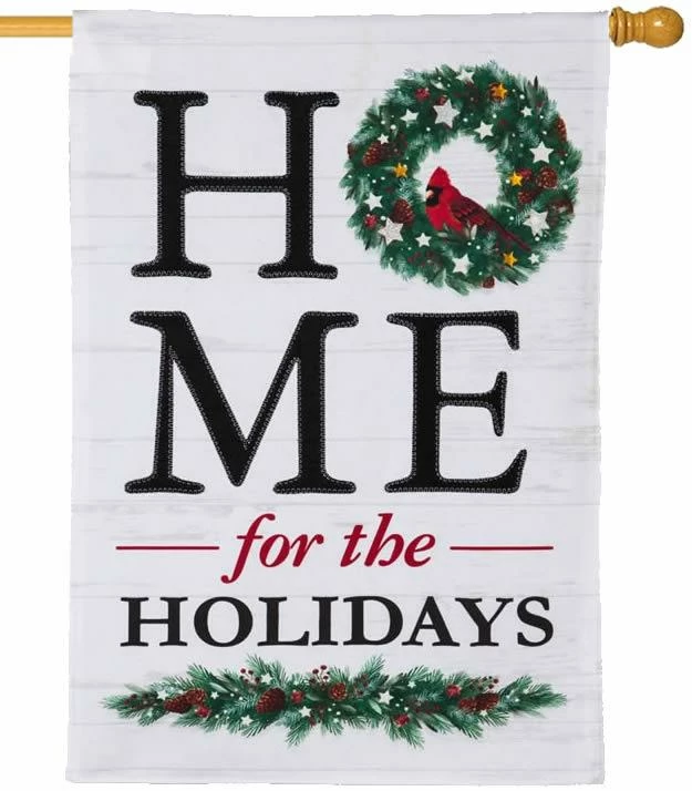 Linen Home For The Holidays House Flag 3 Linen Home For The Holidays House Flag