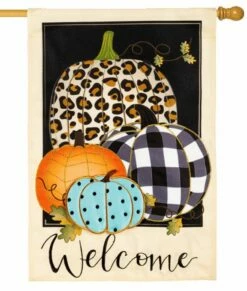 Linen Mixed Print Pumpkins Decorative House Flag