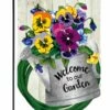 Linen Pansy Watering Can Decorative Garden Flag -Flag Sales 2024 linen pansy watering can decorative garden flag