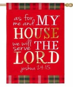 Linen Serve The Lord Embellished Decorative House Flag