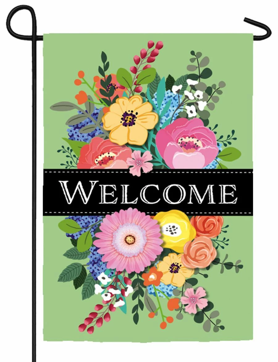 Linen Spring Floral Swag Decorative Garden Flag 3 Linen Spring Floral Swag Decorative Garden Flag