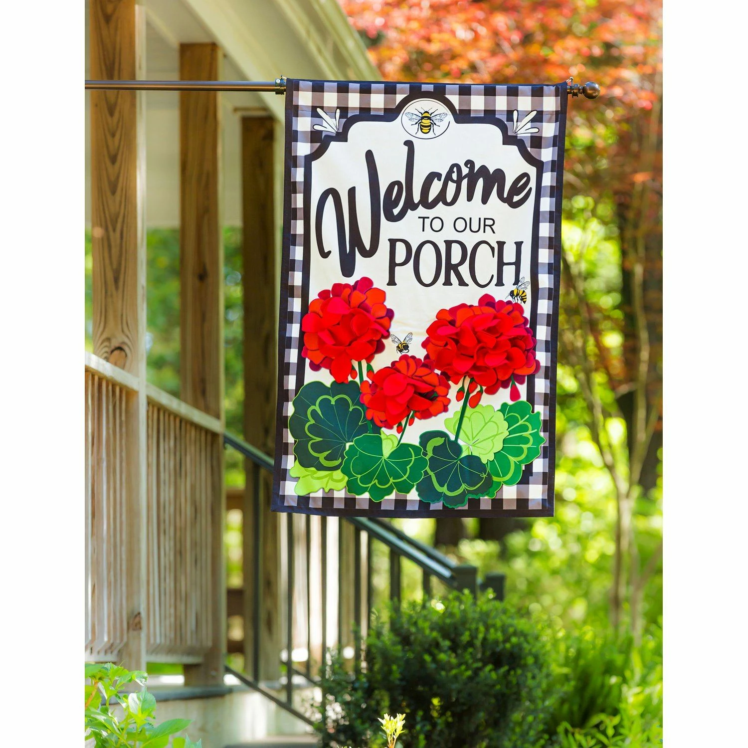 Linen Welcome To Our Porch Decorative House Flag 3 Linen Welcome To Our Porch Decorative House Flag