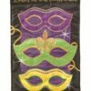 Mardi Gras Masks Double Applique House Flag