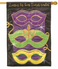 Mardi Gras Masks Double Applique House Flag