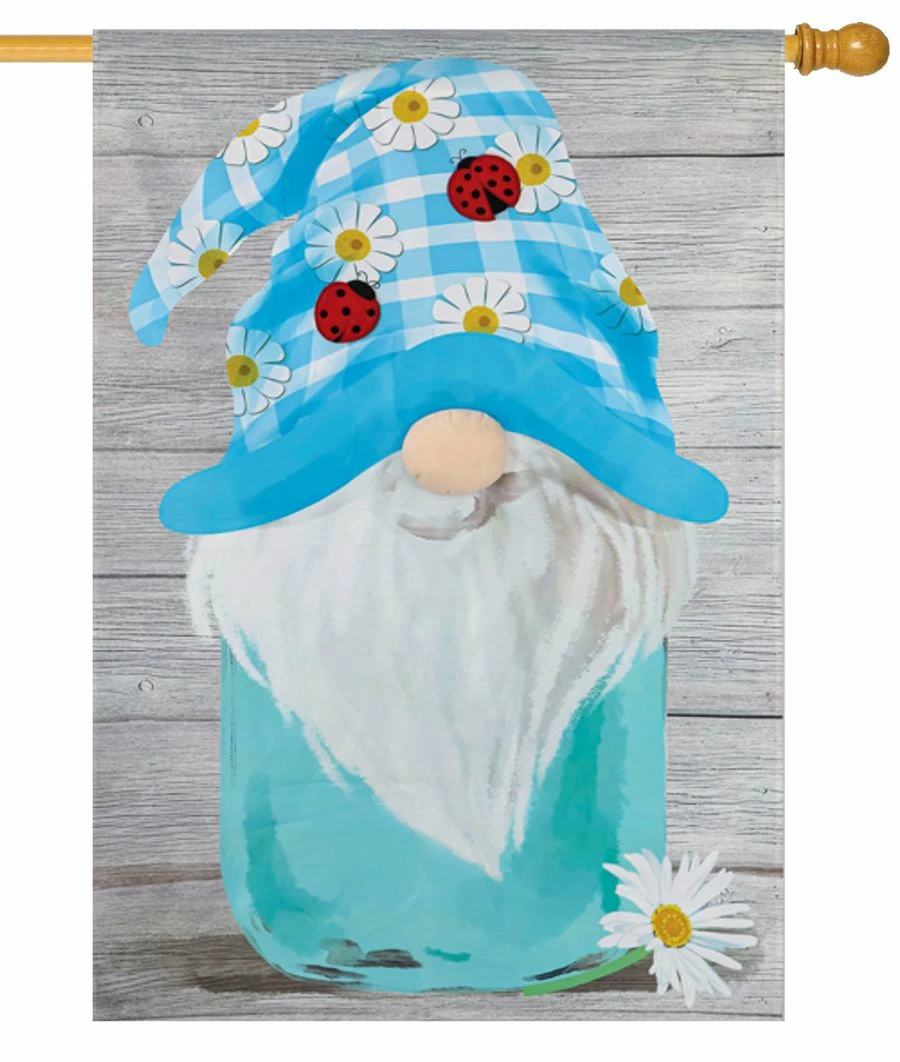 Mason Jar Gnome Applique House Flag 3 Mason Jar Gnome Applique House Flag