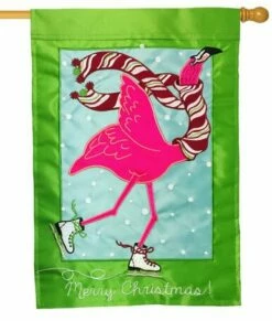 Merry Christmas Flamingo Double Applique House Flag
