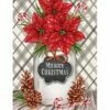Merry Christmas Poinsettia Jar House Flag