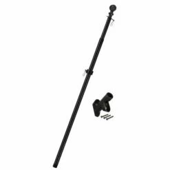 Metal Extendable Flagpole And Bracket Kit Black