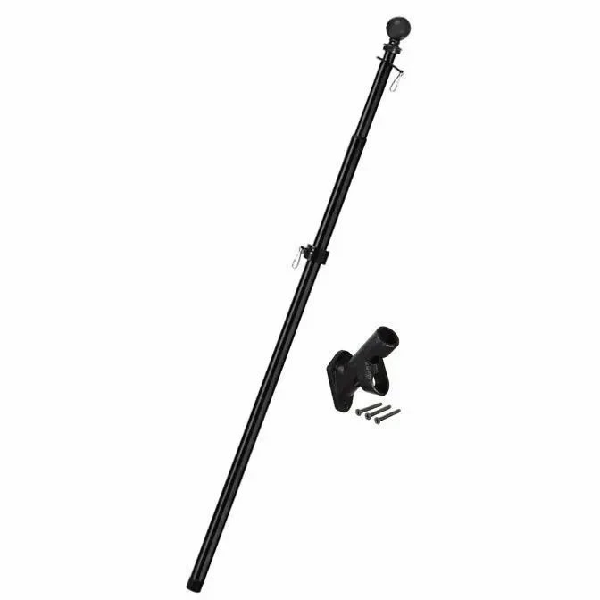 Metal Extendable Flagpole And Bracket Kit Black 3 Metal Extendable Flagpole And Bracket Kit Black