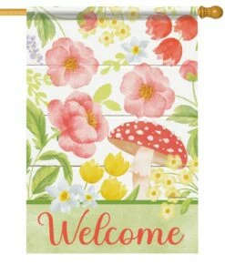 Mushroom Floral House Flag